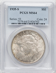 1935-S S$1 Peace Dollars PCGS MS64