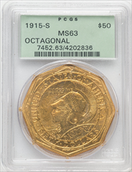1915-S $50 OCTAGONAL Commemorative Gold PCGS MS63