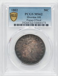 1802 50C O-101 MS PCGS Secure Early Half Dollars PCGS MS62