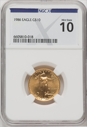 1986 $10 Quarter-Ounce Gold Eagle MS Modern Bullion Coins NGCX MS70