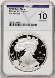 2020-W S$1 Silver Eagle v75 Privy First Strike PRDC Modern Bullion Coins NGCX MS70