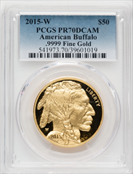 2015-W $50 One-Ounce Gold Buffalo PR DC Modern Bullion Coins PCGS MS70