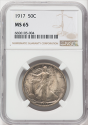 1917 50C Walking Liberty Half Dollars NGC MS65