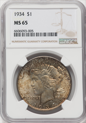 1934 S$1 Peace Dollars NGC MS65