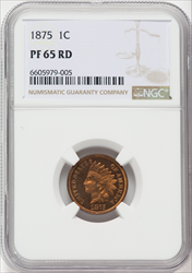 1875 1C RD Proof Indian Cents NGC PR65