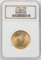 1913 $10 Indian Eagles NGC MS65