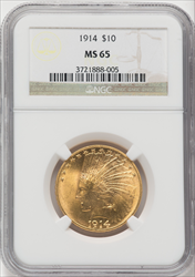 1914 $10 Indian Eagles NGC MS65