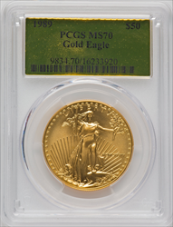 1989 $50 One-Ounce Gold Eagle MS Modern Bullion Coins PCGS MS70