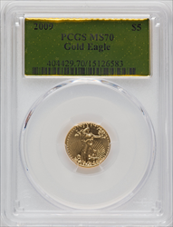 2009 $5 Tenth-Ounce Gold Eagle MS Modern Bullion Coins PCGS MS70