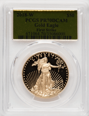 2018-W $50 One Ounce Gold Eagle First Strike DC Modern Bullion Coins PCGS MS70