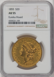 1855 $20 Liberty Double Eagles NGC AU55