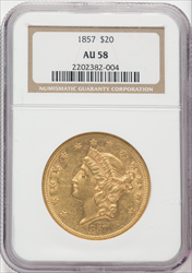 1857 $20 Liberty Double Eagles NGC AU58