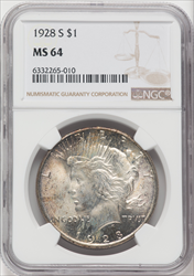 1928-S S$1 Peace Dollars NGC MS64
