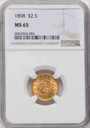 1898 $2.50 Liberty Quarter Eagles NGC MS65