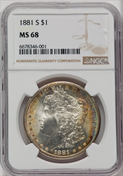 1881-S S$1 Morgan Dollars NGC MS68