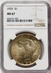 1925 S$1 Peace Dollars NGC MS67