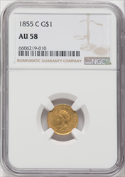 1855-C G$1 Gold Dollars NGC AU58