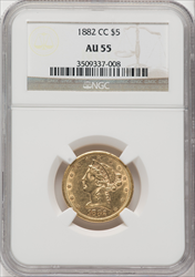 1882-CC $5 Liberty Half Eagles NGC AU55