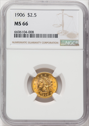 1906 $2.50 Liberty Quarter Eagles NGC MS66