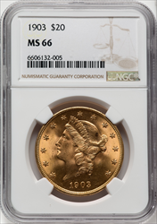 1903 $20 Liberty Double Eagles NGC MS66
