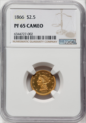 1866 $2.50 CA Proof Liberty Quarter Eagles NGC PR65