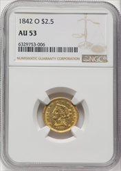 1842-O $2.50 Liberty Quarter Eagles NGC AU53