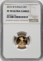 2016-W $5 Tenth-Ounce Gold Eagle 30th Anniversary PR DC Modern Bullion Coins NGC MS70