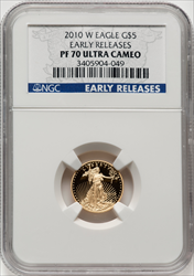 2010-W $5 Tenth-Ounce Gold Eagle First Strike PR DC Modern Bullion Coins NGC MS70