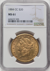 1884-CC $20 Liberty Double Eagles NGC MS61
