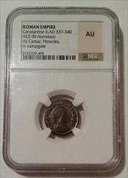 Roman Empire Constantine II AD 337-340 AE3 BI Nummus as Caesar Heraclea AU NGC