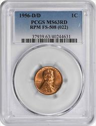 1956-D/D Lincoln Cent FS-508 MS63RED PCGS