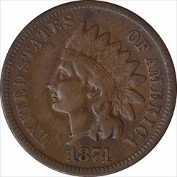 1874 Indian Cent VF Uncertified