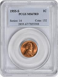 1955-S Lincoln Cent MS67RD PCGS