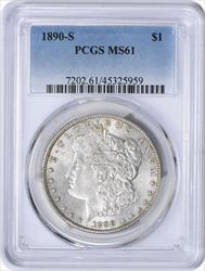 1890-S Morgan Silver Dollar MS61 PCGS