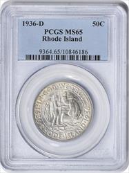 Rhode Island Commemorative Silver Half Dollar 1936-D MS65 PCGS