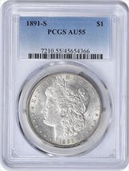 1891-S Morgan Silver Dollar AU55 PCGS