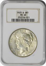 1923-S Peace Silver Dollar MS63 NGC