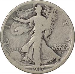 1917-S Walking Liberty Silver Half Dollar Obverse G Uncertified