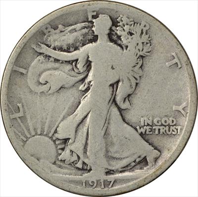 1917-S Walking Liberty Silver Half Dollar Reverse VG Uncertified