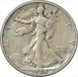1934-S Walking Liberty Silver Half Dollar EF Uncertified