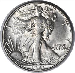 1941 Walking Liberty Silver Half Dollar AU58 Uncertified