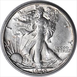 1940-S Walking Liberty Silver Half Dollar AU58 Uncertified