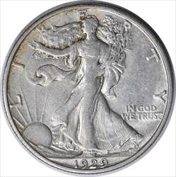 1929-S Walking Liberty Silver Half Dollar AU58 Uncertified #108