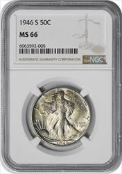 1946-S Walking Liberty Silver Half Dollar MS66 NGC