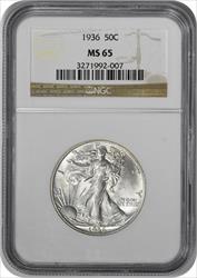 1936 Walking Liberty Silver Half Dollar MS65 NGC
