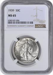 1939 Walking Liberty Silver Half Dollar MS65 NGC