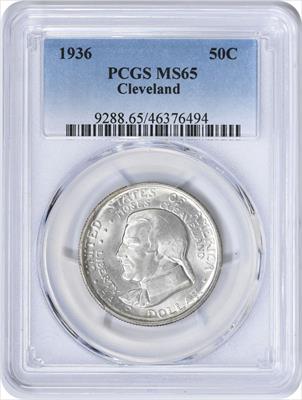 Cleveland Commemorative Silver Half Dollar 1936 MS65 PCGS
