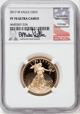 2017-W $25 Half-Ounce Gold Eagle First Strike PR DC Modern Bullion Coins NGC MS70