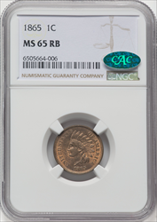 1865 1C RB CAC Indian Cents NGC MS65