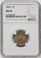 1859 1C Indian Cents NGC MS62